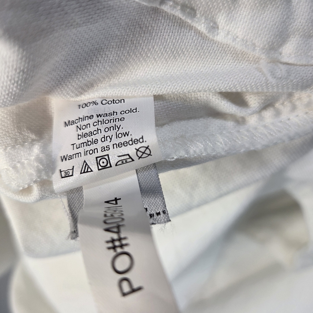 Madewell Top Blouse XS Women's Indigo Cold Shoulder 3/4 Sleeve White 100% Cotton - Picture 15 of 15